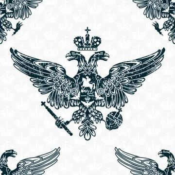 Royal eagle seamless pattern Stock Illustration