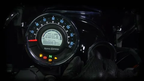 Royal Enfield Meteor starting engine Stock Footage 200944739