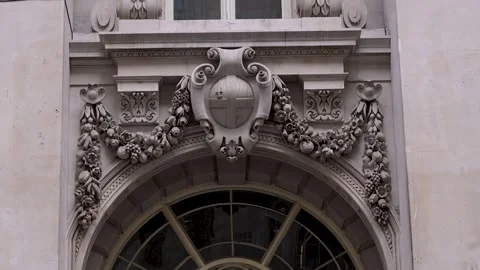 Royal Exchange Arch Window With City of London Crest Carving Stock Footage 342570145