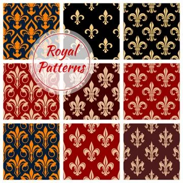 Royal floral pattern fleur-de-lis heraldic flowers 스톡 일러스트