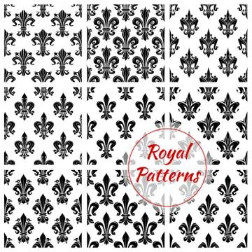 Royal floral vector seamless patterns set Stock Illustration