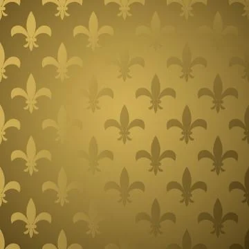 Royal flower fleur gold gradient seamless pattern. Stock Illustration