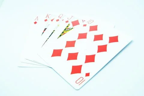 Royal Flush of Diamond  (All the same suit, sequence A-K-Q-J-T) Stock Photos