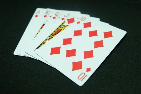 Royal Flush of diamond(All the same suit, sequence A-K-Q-J-T) 写真素材