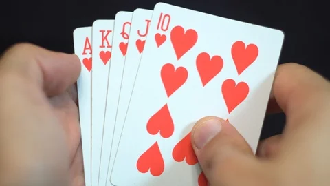 Royal Flush Hearts Stock Footage 91318581