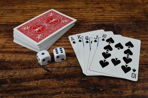 Royal flush with a roll of the dice Stock Photos
