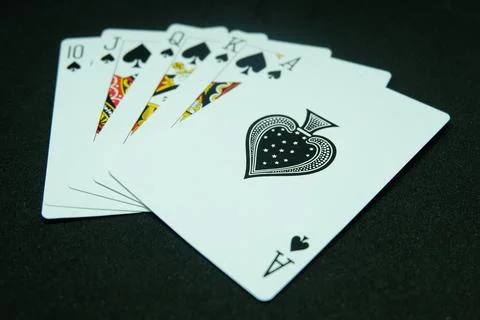 Royal Flush of Spade (All the same suit, sequence A-K-Q-J-T) 写真素材