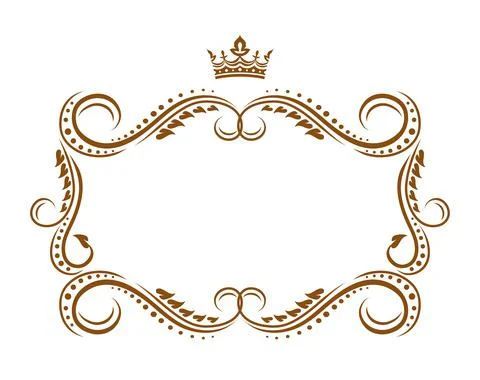 Royal frame with crown, medieval vector border Stock Illustration