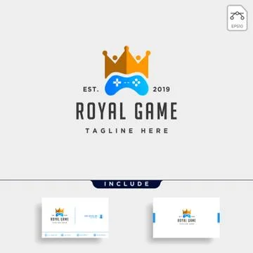 Royal game logo design template concept controller Illustrazione stock