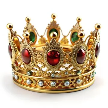 Royal gold crown 3d rendering with precious gemstones Stock Illustration