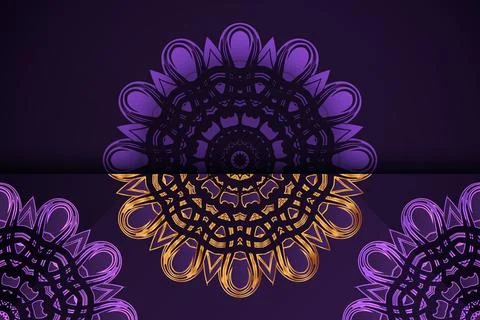 Royal Gold Floral Pattern Design On Deep Maroon Background Luxury Decorative Art Ilustração Stock