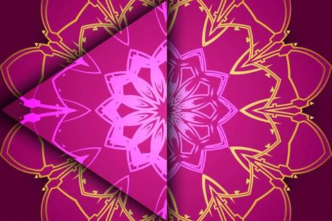 Royal Gold Mandala Pattern On Deep Red Background With Concentric Depth Illustration