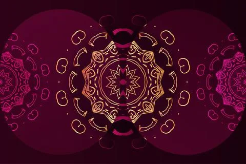 Royal Gold Mandala Pattern On Deep Red Background With Concentric Depth Ilustração Stock