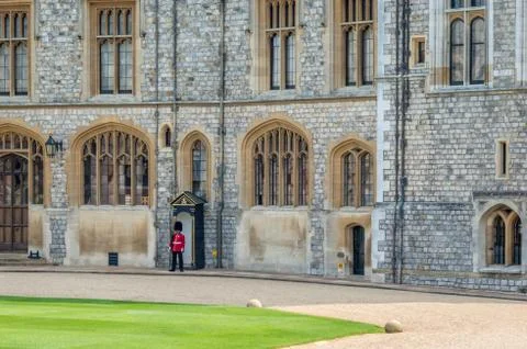 A royal guard at the castle in red Uniform Stock Photos
