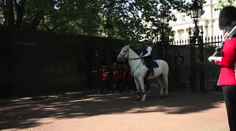 Royal Guardsmen from the Queens Guard. Stock Footage 47058252