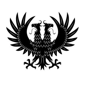 Royal heraldic double headed eagle black symbol Stockillustratie
