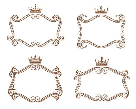Royal heraldic frames and borders with crowns Stock Illustration