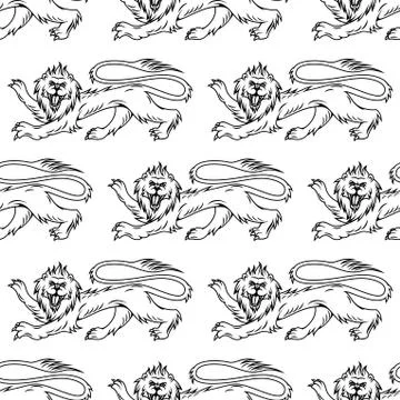 Royal heraldic lions seamless pattern Stock Illustration
