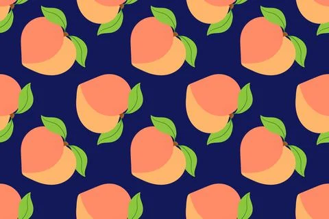 Royal indigo and peach repeat texture, summer fruit vector background Stock Illustration