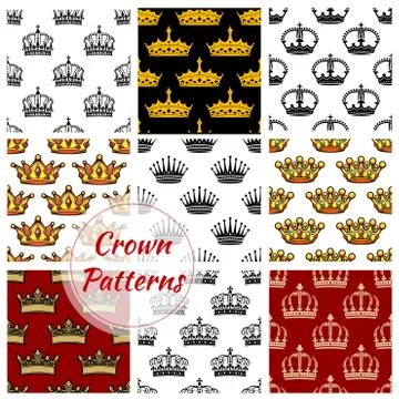 Royal king crown patterns set Stock Illustration
