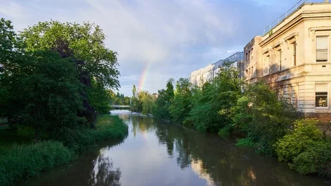 Royal Leamington Spa timelapse of the river Leam and Jephson gardens with Stock Footage 111222400