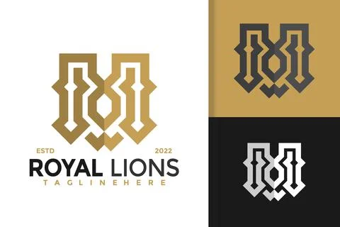 Royal Lion Creative Logo Design Vector Template Stock Illustration