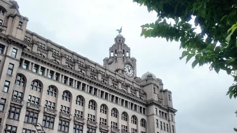 The Royal Liver Building - Clock Tower Exterior in Liverpool. Stock-Footage 338220866