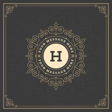 Royal Logo Design Template Vector Decoration. Flourishes Calligraphic Elega.. Stock Illustration