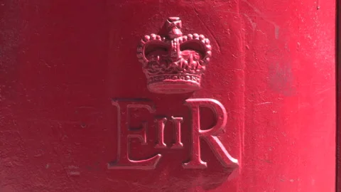 Royal Mail Crown ER on post box Stock Footage 153910252