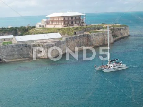 Royal Naval Dockyard Bermuda with Catamaran Stock Photos
