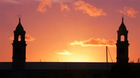 Royal Naval Dockyard Clock Tower Mall Silhouetted Sundown, Bermuda Stock Footage 11771075
