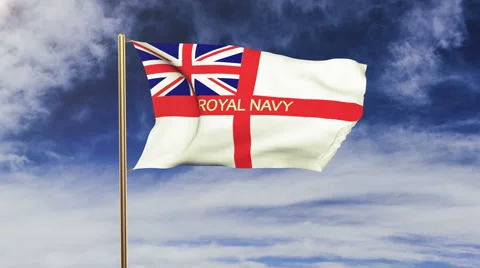 Royal Navy flag with title waving in the wind. Looping sun rises style Stock Footage 48334265