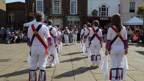 Royal Oak Morris, dancers at Wallingford, UK Stock Footage 86097537