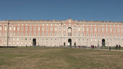 Royal Palace of Caserta, panoramic view from the outside Stock Footage 97921182
