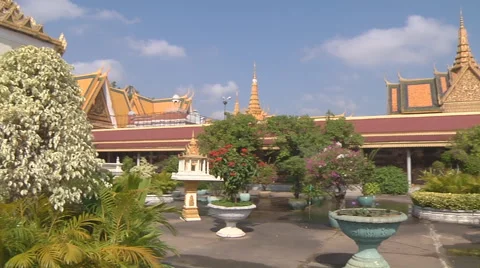 Royal Palace complex in Phnom Penh, Cambodia Stock Footage 51714409