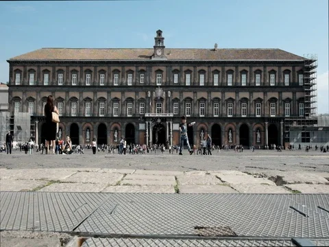 Royal Palace, Plebiscito Square in Naples. Stock Footage 80968275