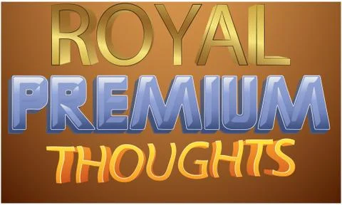 Royal premium thoughts text on abstract gold background Illustrazione stock