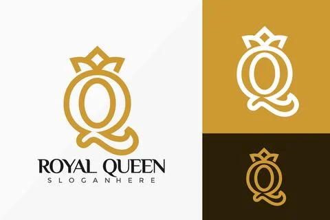 Royal Queen Crown Logo Vector Design. Abstract emblem, designs concept, logos Stock Illustration