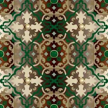 Royal seamless pattern. Ornamental arabesque background. Repeat colorful vect Stock Illustration