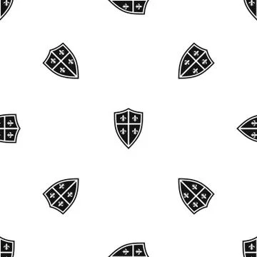 Royal shield pattern seamless black Illustrazione stock