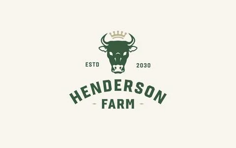 Royal steer head vector branding emblem for premium beef cattle ranch offers  Illustrazione stock