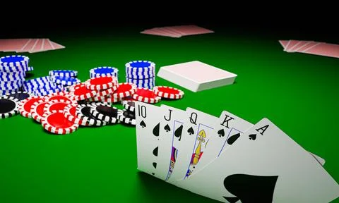 Royal Straight Flush card face In poker gambling in a casino or online gambli Stock Illustration