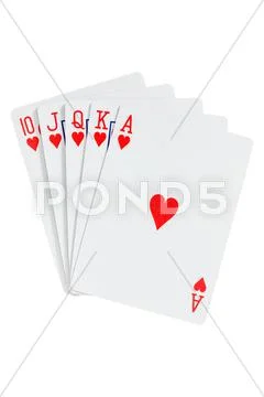 Royal straight flush playing cards Stock Photos