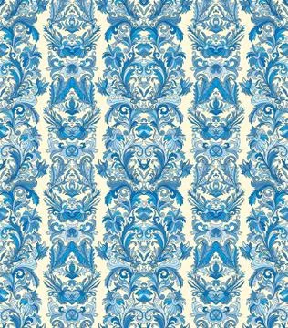 Royal striped seamless pattern. Rococo floral wallpaper. Damask background Stock Illustration