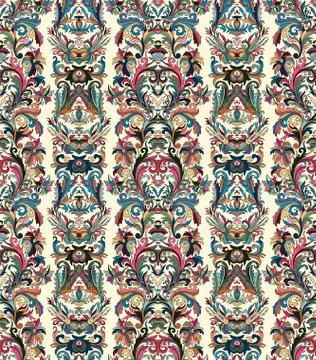 Royal striped seamless pattern. Rococo floral wallpaper. Damask background Stock Illustration
