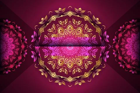 Royal Style Geometric Mandala Pattern With Zigzag Maroon Background Elements 스톡 일러스트