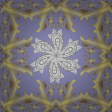 Royal style. Lace pattern. Sketch, scribble, doodle on yellow, neutral and blue Illustrazione stock