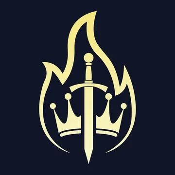 Royal Sword Crown vector Logo Design Luxury Emblem Icon Stock Illustration