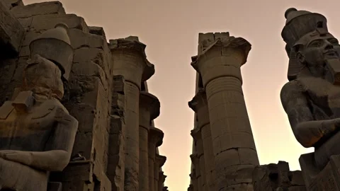The Royal Threshold: Seated Colossi of Ramesses II Stock Footage 332949871