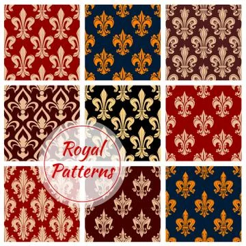 Royal vector seamless patterns set Stock Illustration